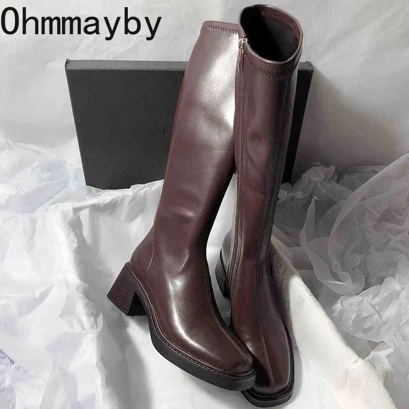 Women'S Fashion Korea - Vintage talon épais femmes genou bottes
