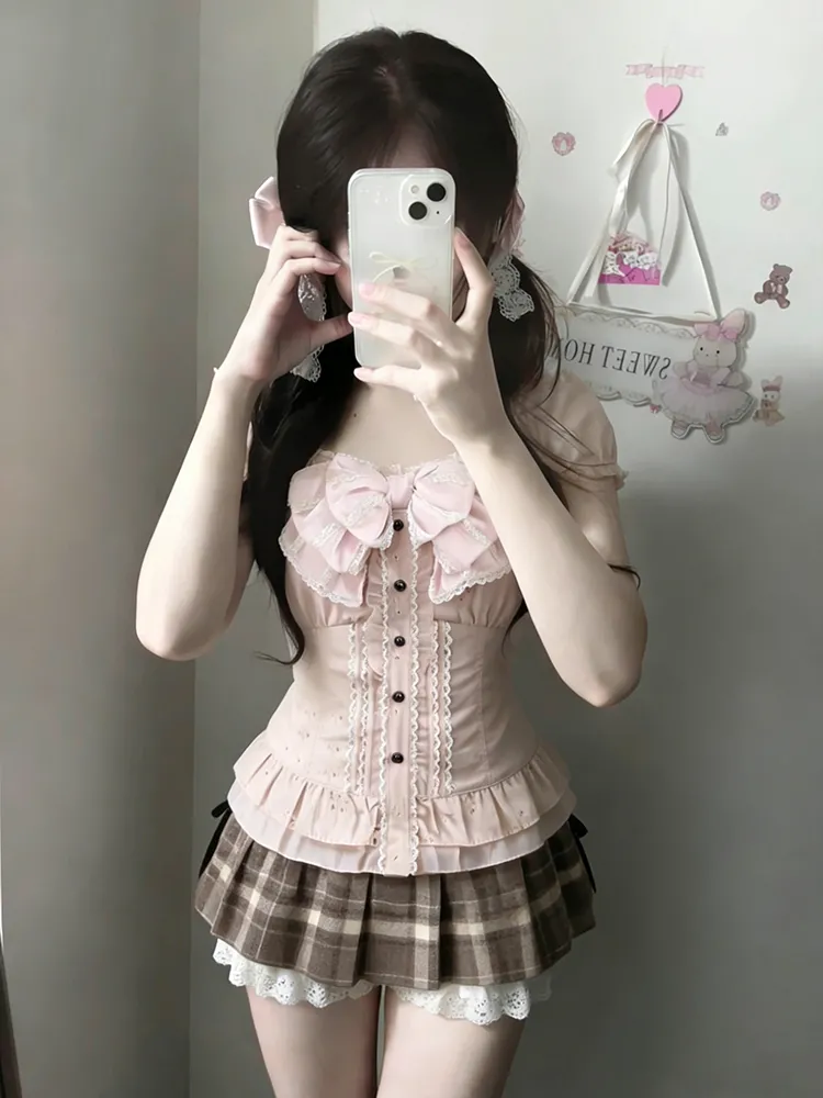 Lace Trim Cami - Ensemble de trois pièces japonais pour