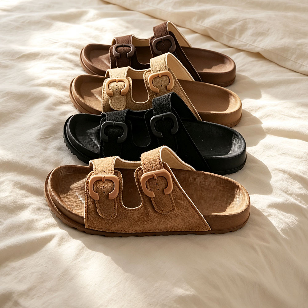 Sandales plates à double boucl - Women'S Fashion Korea avis et prix