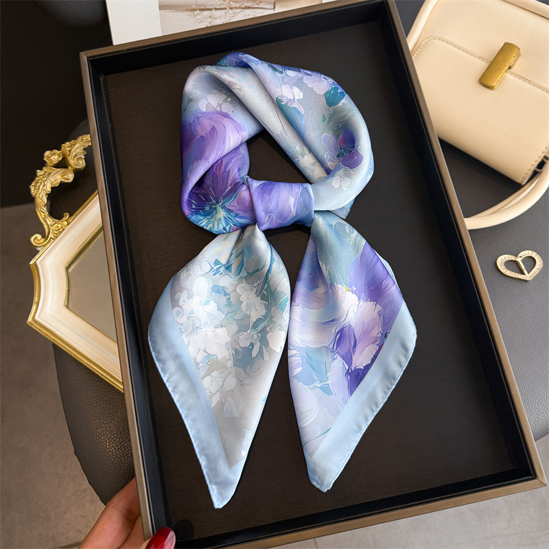 Foulard carré en soie imprimé  - Women Fashion Necktie avis et prix