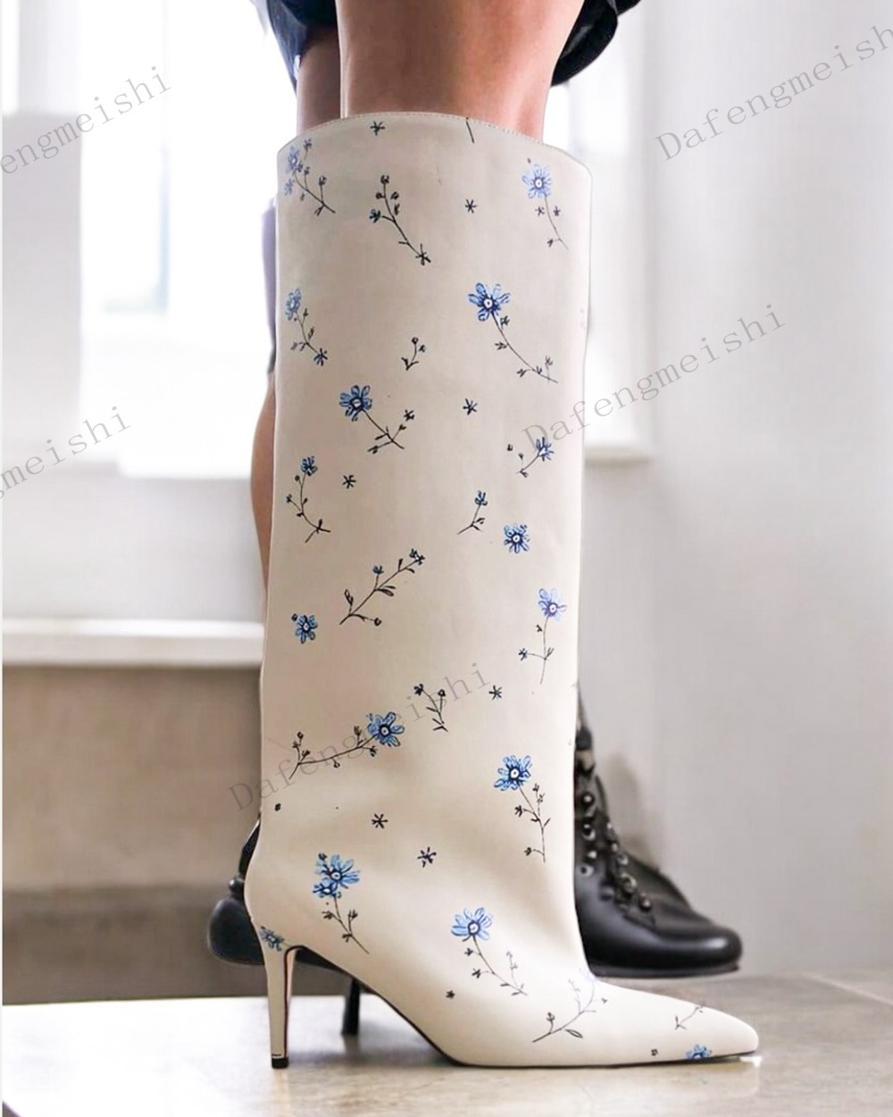 Bottes hautes à imprimé floral - Women'S Fashion Knee High Boots avis et prix